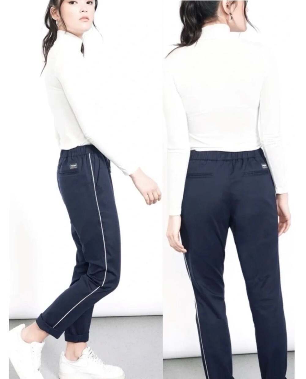 Wildfang The Essential Piped Drawstring Pants Navy Blue Large